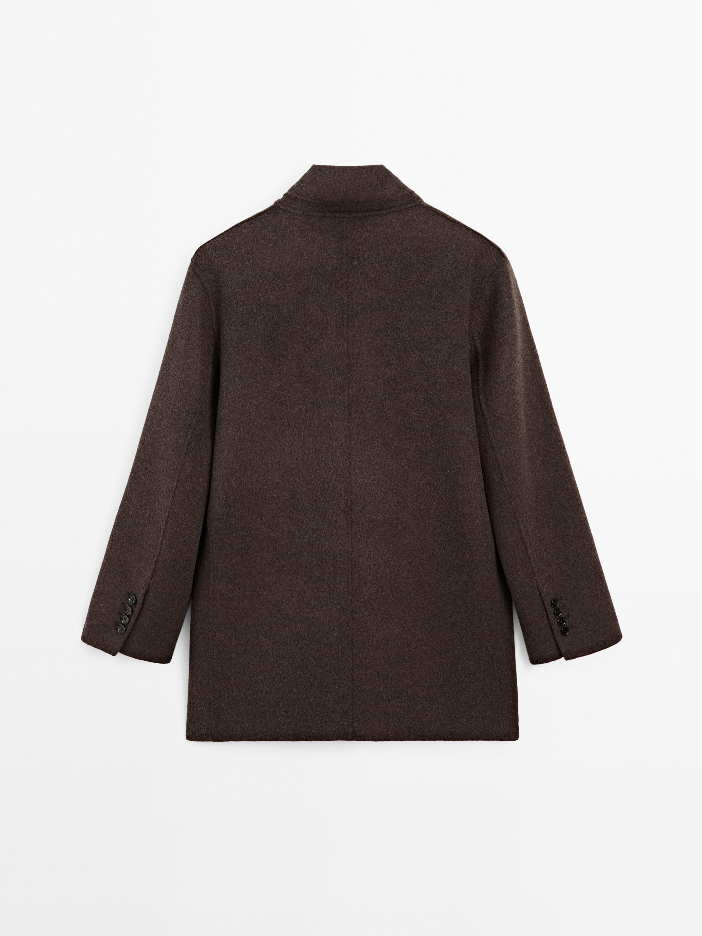 Wool blend coat with tuxedo collar